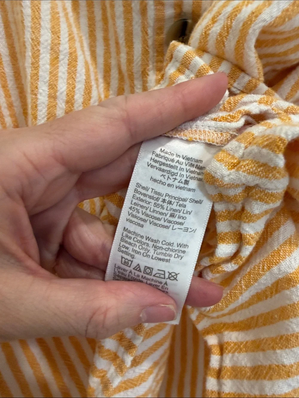 J. Crew Yellow and White Striped Button-Front Tank